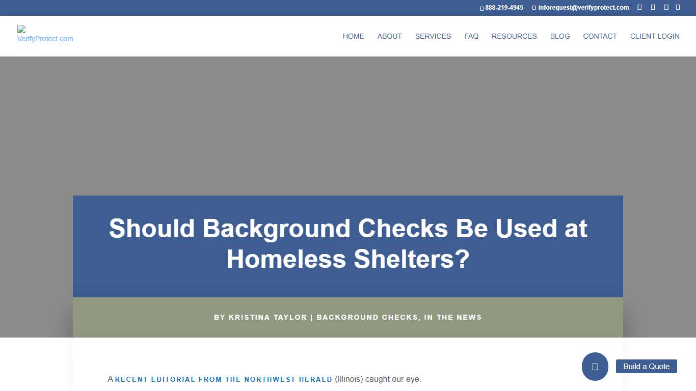 Should Background Checks Be Used at Homeless Shelters? | VerifyProtect.com
