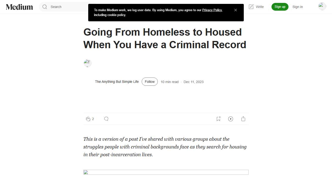 Going From Homeless to Housed When You Have a Criminal Record | by The Anything But Simple Life | Medium